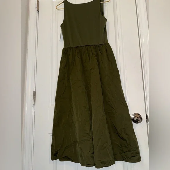SPANX olive green smooth Jersey Mixed Media Midi Dress - Picture 8 of 13